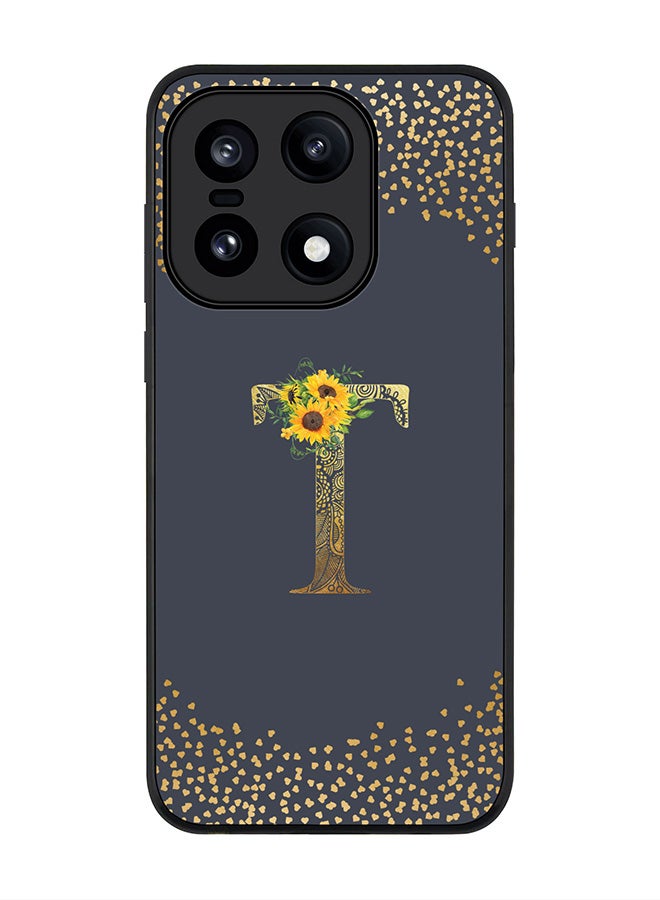 Stylizedd For OnePlus 15 Case,Slim fit Camera Protection, Shockproof Thin Phone cover  - Custom Floral Monogram - T  (Grey ) - Image 1